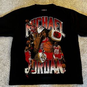 Jordan Black Tee with Red and White Michael Jordan Graphic